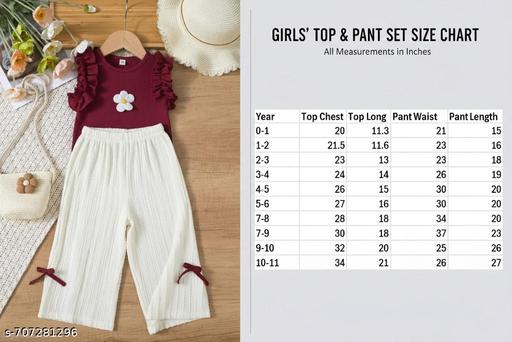 Trendy Girls Top And Bottom Sets | Summer Special Smocked T-Shirt and Pant Combo | Breathable Cotton Blend Summer Wear for Kids Girls - Khan's Hub