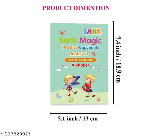 SANK Magic Book (4 Book + 10 Refill + 1 Pen +1 Grip), Practice Copybook, Number Tracing Book for Preschoolers with Pen, Caligraphy early learning Set with Reusable Writing Refill - Khan's Hub