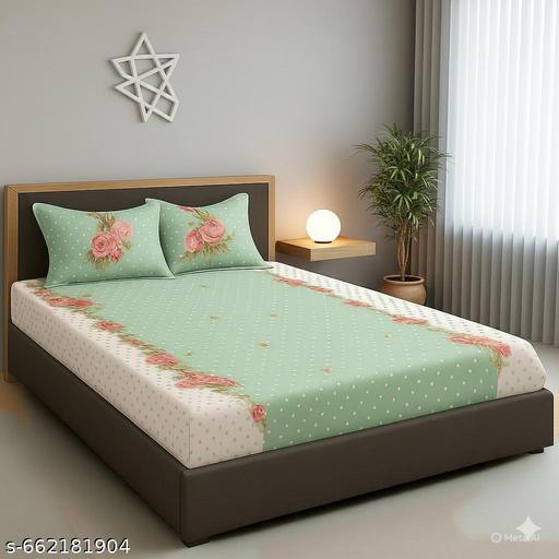 Elioria Premium Cotton 4 Double Bedsheet with 8 Pillow Covers | Floral, Leaf & Geometric Printed Designer Bedsheet | King Size / Queen Size Bedsheet for Home & Hotel Use - Khan's Hub