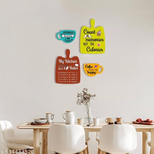 New Wooden Wall Hanger for Home | Office | Living Room | Gift | Modern Decoration Items | Kitchen Wall Decor | Home Decor Hanging Items (Set of 4) - Khan's Hub