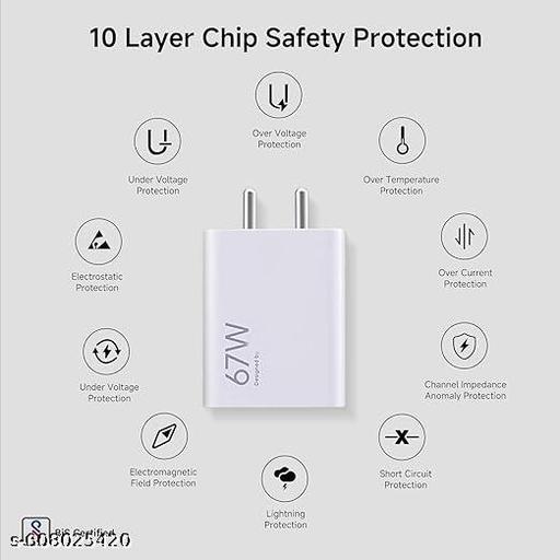 67Watt Ultra Fast Type-C Charger Adapter Like Mobile Charger | Qualcomm QC 3.0 Quick Charger with 1 Meter Type C... - Khan's Hub