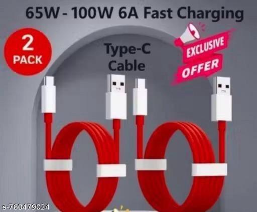 5A fast Charging Type-C Fast Charging & Data Transfer Cable,Compatible with all smartphones & Tablet-1 Meter length-Red-Pack of 2 - Khan's Hub