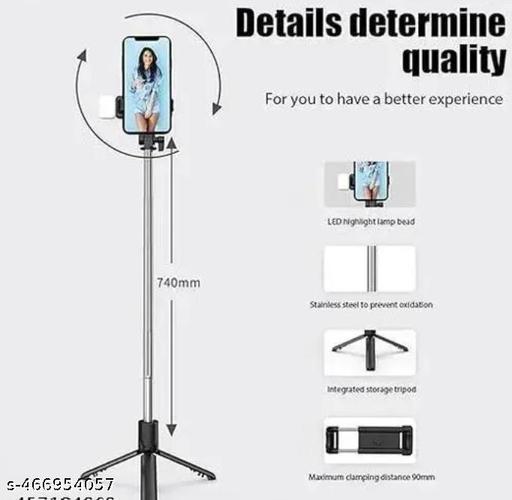 3-in-1 Multifunctional Bluetooth Extendable Selfie Sticks with Flash, Detachable Wireless Remote Tripod Stand for Mobile Phones (Black) - Khan's Hub