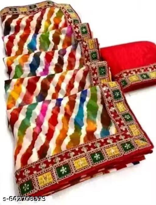 Bandhani saree with blouse,soft and pure georgette saree,desiger saree, banarsi saree,festive saree, bollywood saree - Khan's Hub