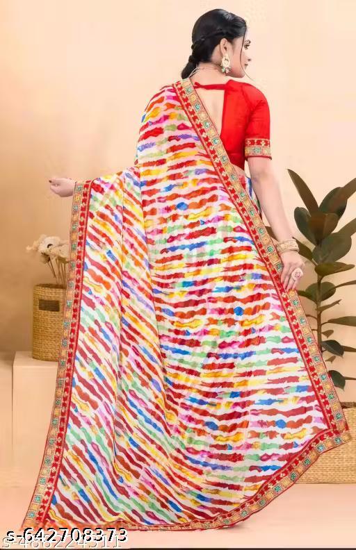 Bandhani saree with blouse,soft and pure georgette saree,desiger saree, banarsi saree,festive saree, bollywood saree - Khan's Hub