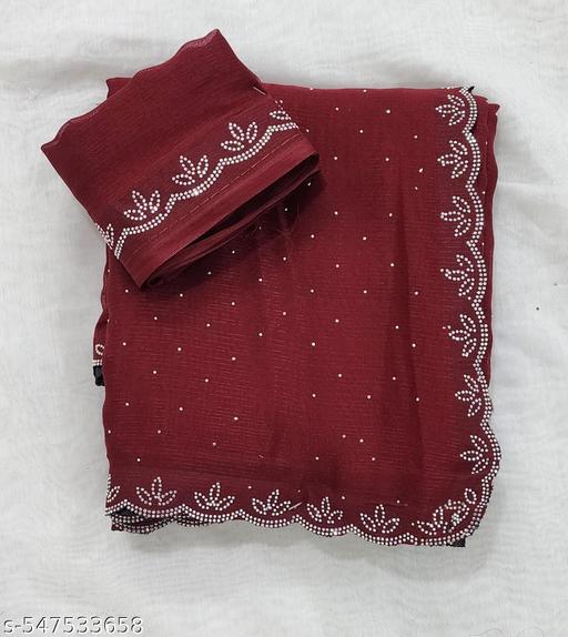 New design fancy saree with Hand work party wear & fastive wear saree With hot fix Blouse - Khan's Hub