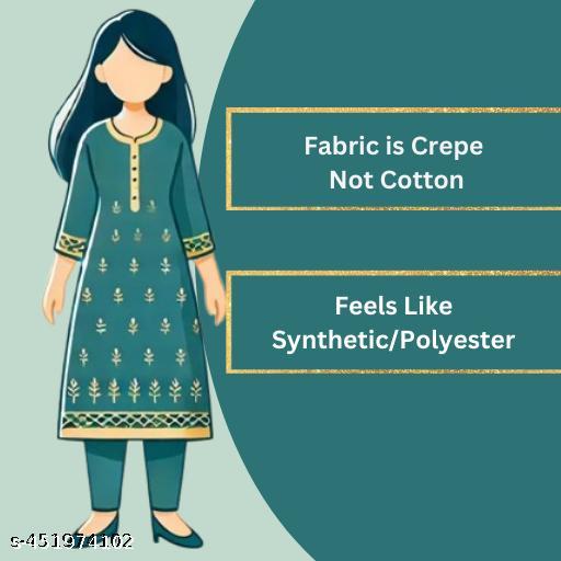 Polyster/Crepe fabric-Women Ethnic Wear Women Crepe Fabric Printed Straight Kurti, Size -S, M, L, XL, XXL, 2XL, XXXL, 3XL, 4XL, 5XL ( New Arrival New Design Fashionable Kurti ) - Khan's Hub