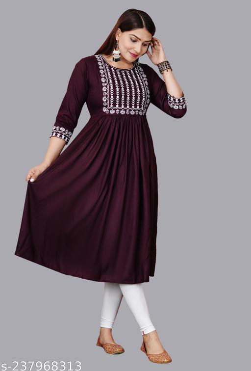 New Trendy Embroidery Gaithering Anarkali kurtis - Khan's Hub