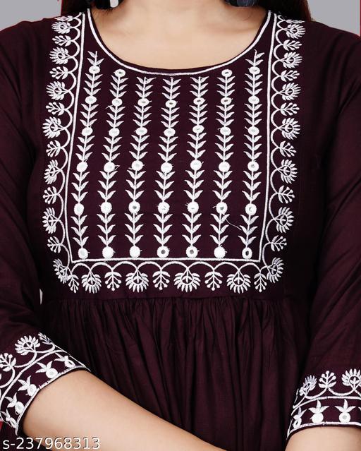 New Trendy Embroidery Gaithering Anarkali kurtis - Khan's Hub