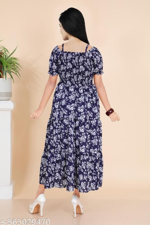 Women Fashion Floral Printed Fit and Flare Maxi Dresses Party Wear With Affordable Price - Khan's Hub