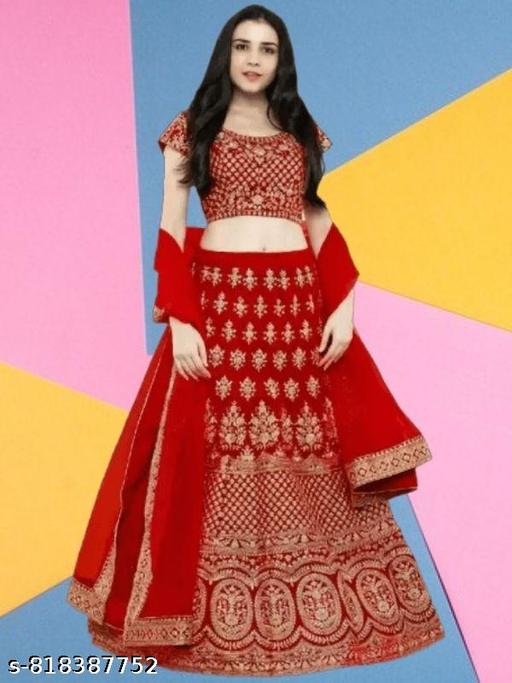 Embroidered Semi Stitched Lehenga Choli  - Khan's Hub