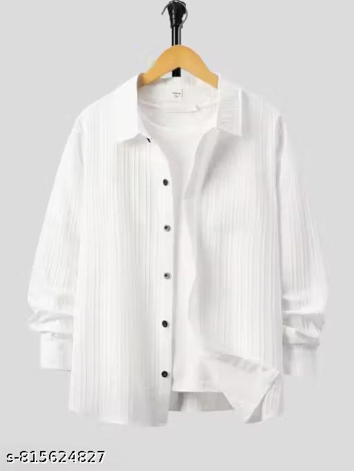 Men’s Solid Printed Popcorn Combo Shirt Without T-SHIRT || Men’s Trendy Shirt (PACK OF 3) || Solid Printed Mens Shirt - Khan's Hub