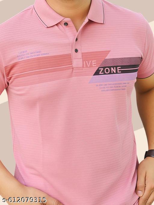 Friend Zon Men's Printed Polo Neck T-Shirt - Casual Summer Sportswear, Stretch Polyester Blend, Comfortable Knit Fabric for Casual Attire, Casual Outings | Relaxed Fit Top | Durable Fabric, T Shirt - Khan's Hub