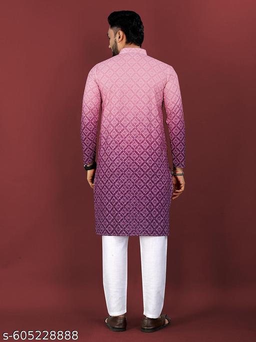 Men's Printed Rayon Kurta – Crochet Work - Khan's Hub