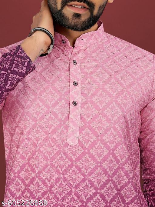 Men's Printed Rayon Kurta – Crochet Work - Khan's Hub