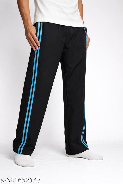 Men’s Black Track Pants Combo Pack of 2 with Straight Side Stripes | Regular Fit Sportswear - Khan's Hub