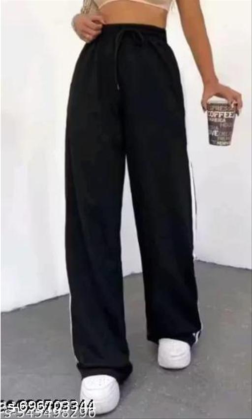 Stylish dark black side white patti summer fabric pocket pants/trousers for Girls - Khan's Hub