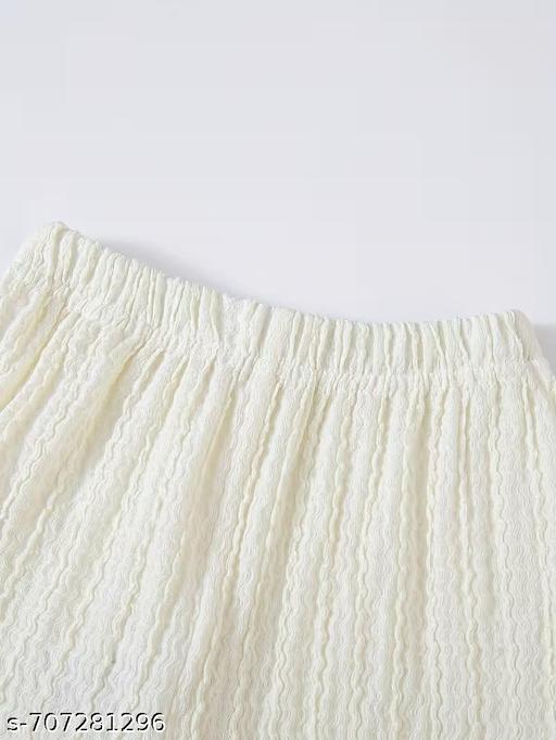 Trendy Girls Top And Bottom Sets | Summer Special Smocked T-Shirt and Pant Combo | Breathable Cotton Blend Summer Wear for Kids Girls - Khan's Hub