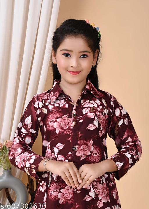 KIDS GIRL TOP AND BOTTOM SET  MAYROON 0.2 - Khan's Hub