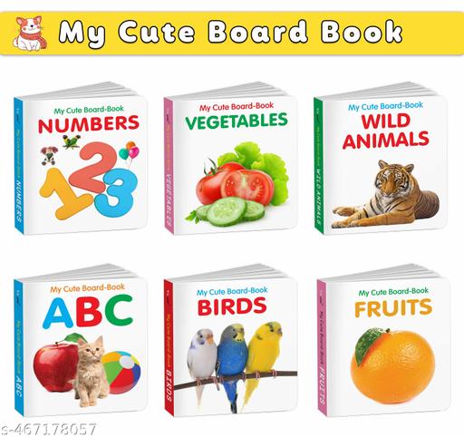 All-in-One Learning Board Book Set for Children – ABC, Numbers, Fruits, Vegetables, Wild Animals, Birds | Educational Picture Books for Toddlers, Baby board books | Pack of 6 books - Khan's Hub