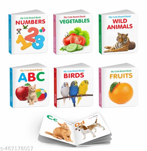 All-in-One Learning Board Book Set for Children – ABC, Numbers, Fruits, Vegetables, Wild Animals, Birds | Educational Picture Books for Toddlers, Baby board books | Pack of 6 books - Khan's Hub
