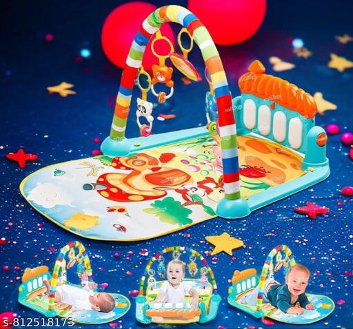 Play Gym for Babies 0 to 12 Months (1 Year Warranty) Musical Piano Keyboard Activity Play Mat for Kids Newborn Fitness Rack Hanging Rattles Lights Tunes Music for Baby Boys Girls - Khan's Hub