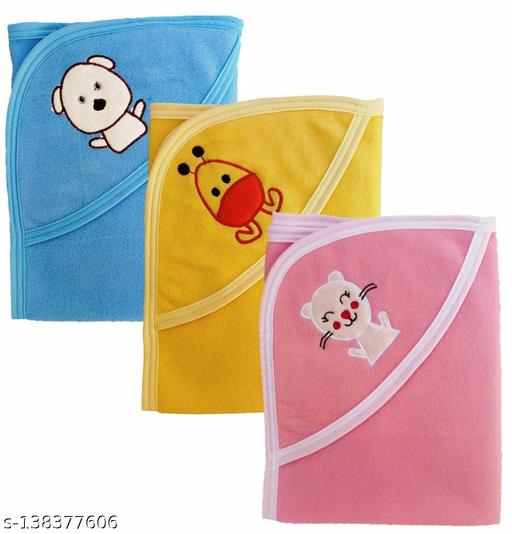 New Born Baby Bath Towel All Season Soft Hooded Wrapper Blanket Unisex Pack of 3 - Khan's Hub
