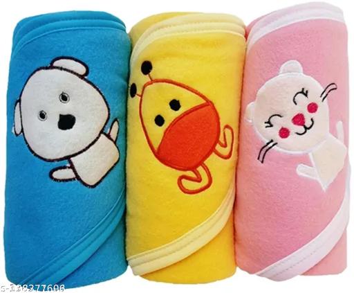 New Born Baby Bath Towel All Season Soft Hooded Wrapper Blanket Unisex Pack of 3 - Khan's Hub