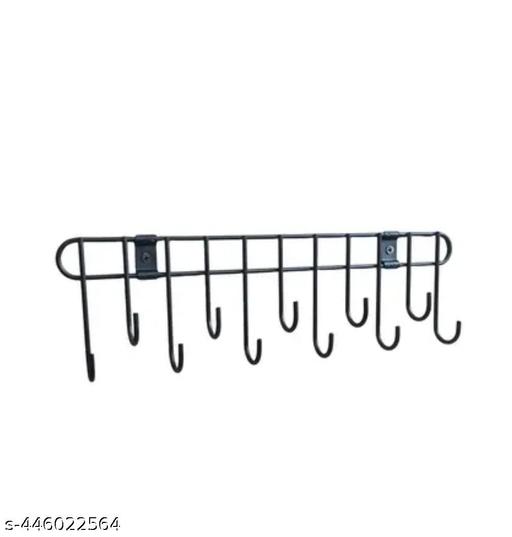 Black Powder Coated Laddle Hook Rail for Kitchen Hanging, Ladle Cradle Hook Rail 11 (Pack of 1) Can Also be used in Bathroom. - Khan's Hub
