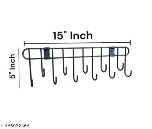 Black Powder Coated Laddle Hook Rail for Kitchen Hanging, Ladle Cradle Hook Rail 11 (Pack of 1) Can Also be used in Bathroom. - Khan's Hub