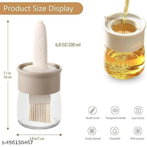 Oil Dispenser for Kitchen, 2 IN 1 Oil Dispenser Bottle with Silicone Basting Brush for Cooking Vinegar Sauce BBQ Grill Frying Baking,Air Fryer (pack of 2) - Khan's Hub