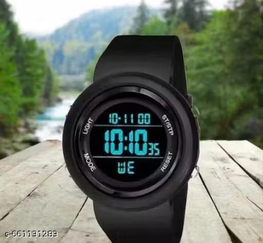 Men’s Digital Sports Watch for Boys & Men | Stylish Black Silicone Strap Wrist Watch | LED Backlight, Alarm, Stopwatch, Date & Day Display | Water Resistant Casual & Trendy Watch for Daily Wear, Gym & Outdoor Use - Khan's Hub