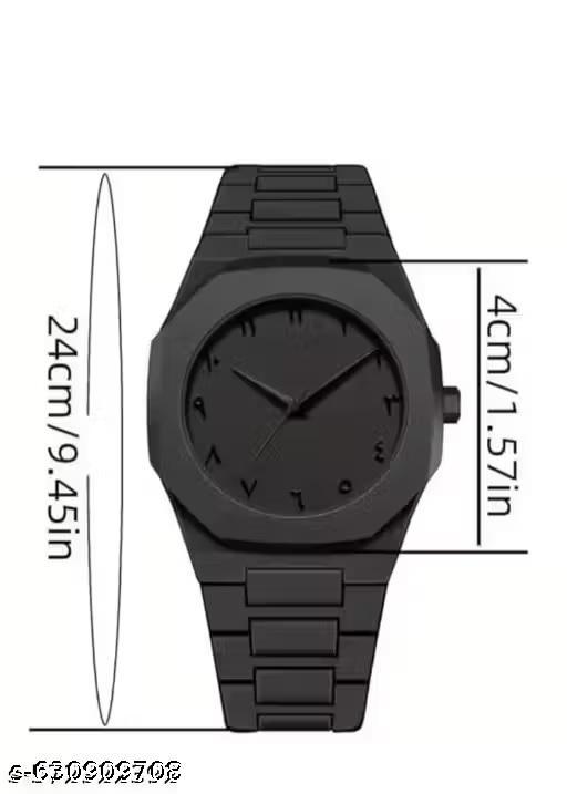 "ऑरा" ब्रांडेड घड़ी जिसमें मैट ब्लैक फिनिश और अरबी अंकों वाला डायल है। - Khan's Hub