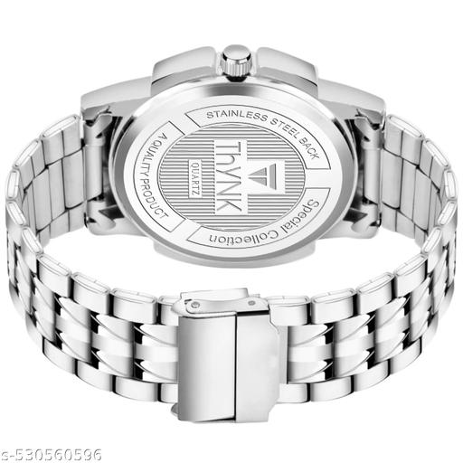 BLACK DAIL NEW DESIGNER ROUND STIANLESS STEEL SILVER ADJUSTABLE CHAIN Analog Watch - For Men - Khan's Hub