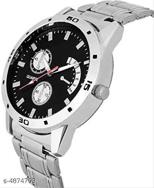 Ultimate Trio: 3-in-1 Premium Analog Watch Combo Set for Men | Stainless Steel Silver Chain Watches | Best Gift I Black,Blue, White Dials - Khan's Hub