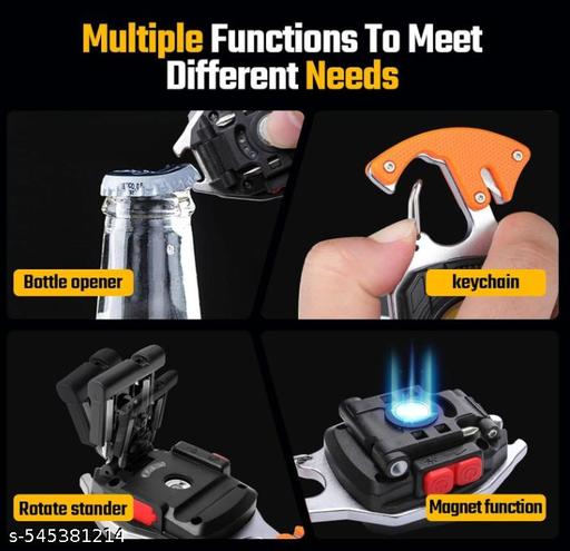 Keychain LED Flashlights, Rechargeable Flashlights Torch 7 Light Modes with Lighter,Whistles,Screwdriver,Bottle Opener,Magnet Base 800 Lumens Portable Emergency COB Light for Camping Outoor - Khan's Hub