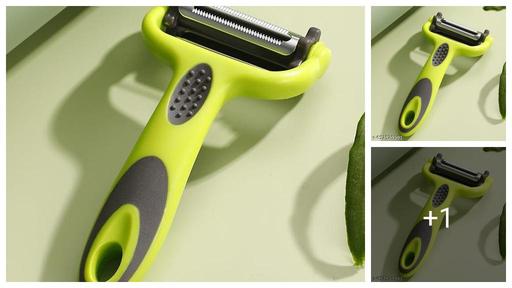 3 in 1 Rotary Multi-Functional Peeler, Suitable for Vegetable and Fruit, with Serrated Blade + Straight Julian Stainless Steel, Anti-Slip Handle Design, Slicer Kitchen