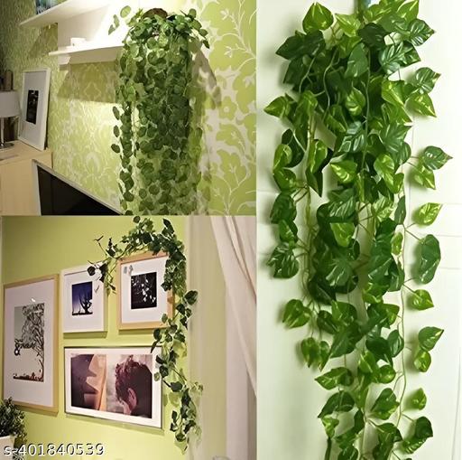  (7 Feet) (Set of 5 String) 30 Leave in one String Artificial Garlands Money Plant Hanging Leaves Greenery Vine Creeper Plants for Home Decor Main Door Wall, Balcony, Office, Decoration Party & Festival Craft - Khan's Hub