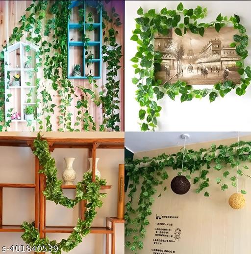  (7 Feet) (Set of 5 String) 30 Leave in one String Artificial Garlands Money Plant Hanging Leaves Greenery Vine Creeper Plants for Home Decor Main Door Wall, Balcony, Office, Decoration Party & Festival Craft - Khan's Hub