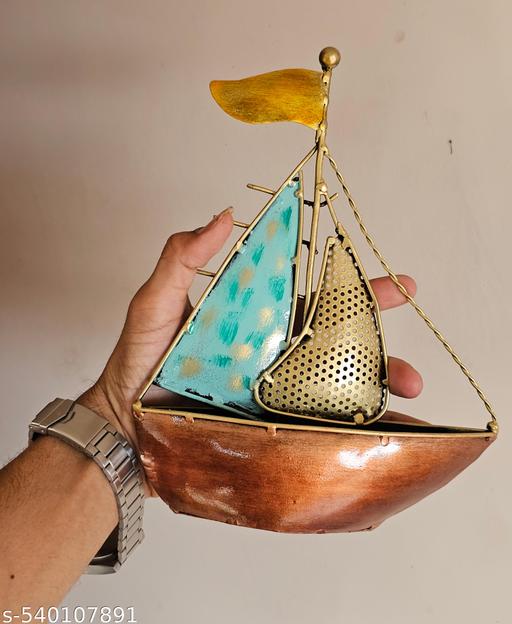 टेबल सजावट के लिए मूनशाइन नाव, लिविंग रूम के लिए सजावटी लोहे की नाव का शोपीस - Khan's Hub