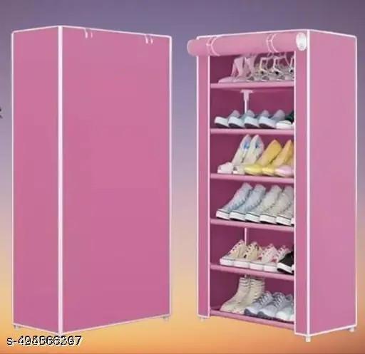 KUNAL INTERPRISES  Multipurpose Shoe Stand Rack Collapsible Stand For Home,Office,Etc 6 Steo-PINK CLOUR - Khan's Hub