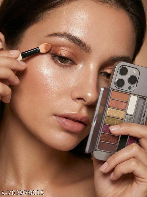 I phone 14 Pro Max Shaped 11 Colour Eyeshadow Palette with Mirror Back BEST QUALITY AND GOOD MATERIAL AND PRIMIUM PRODUCT ( GREY COLOUR )  - Khan's Hub