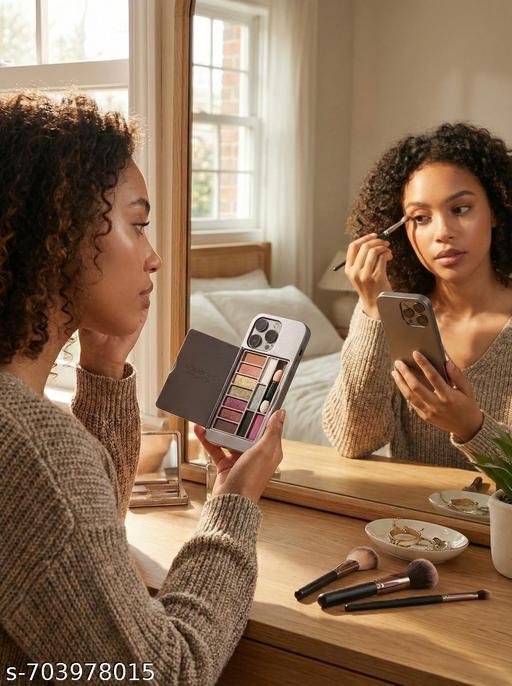 I phone 14 Pro Max Shaped 11 Colour Eyeshadow Palette with Mirror Back BEST QUALITY AND GOOD MATERIAL AND PRIMIUM PRODUCT ( GREY COLOUR )  - Khan's Hub