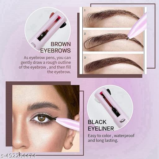 Touch Up 4-in-1 Makeup Pen (Eye Liner, Brow Liner, Lip Liner, & Highlighter) All-in-One, Cute Makeup Products, Multi-Functional Portable Beauty Product, On The Go Travel - Khan's Hub