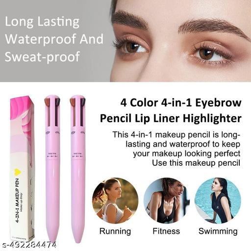Touch Up 4-in-1 Makeup Pen (Eye Liner, Brow Liner, Lip Liner, & Highlighter) All-in-One, Cute Makeup Products, Multi-Functional Portable Beauty Product, On The Go Travel - Khan's Hub