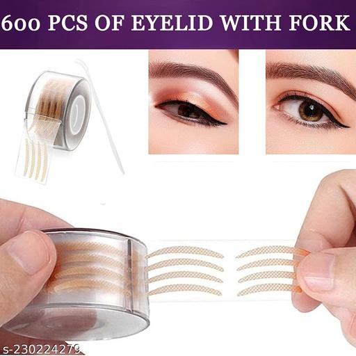 MKS WORLD 600 Pcs eyelid tape for double eyelid invisible waterproof , eyelid tape for hooded eyes Makeup Eyelid tape tools Sticker Strips with fork(Beige) - Khan's Hub