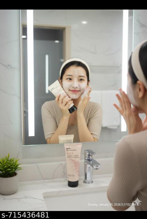 Korean Beauty Rice water Deep Foaming Cleanser for ultra light and bright skin Nettoyant Moussant and Medicube collagen night wrapping face mask Combo pack of 2 Net weight 100 ml - Khan's Hub
