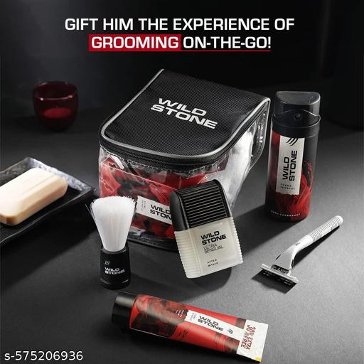 7 Essentials Grooming Kit with Ultra Sensual After Shave Lotion 50ml, Shaving Cream 78gm, Shaving Brush, Deodorant 150ml, Soap 125gm, Ultra Sensual Pouch and free Razor| - Khan's Hub