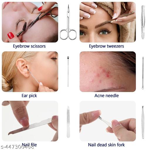 Purankam 8 pcs Manicure Pedicure Set Professional Grooming Kit,  Grooming Kit Nail Scissors Cutter Ear Pick Tweezers Scissors Eyebrow Nail file for Man & Women gift(pack of 1) - Khan's Hub
