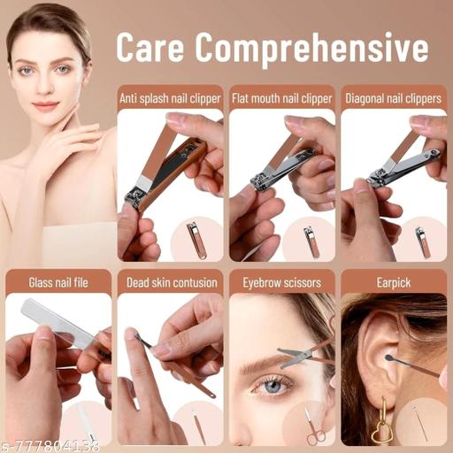 8 in 1 Ultra Premium Nail Clipper Set Professional Manicure Pedicure Kit Stainless Steel Nail Cutter Grooming Tools Travel Case Scissors Tweezers File Nail Care Kit Unisex - Khan's Hub